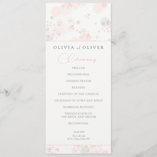 Programme Mariage Rose de thé doux (Devant)
