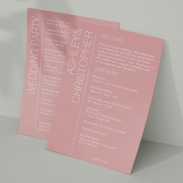 Programme Mariage Rose minimaliste moderne Dusty (Créateur téléchargé)