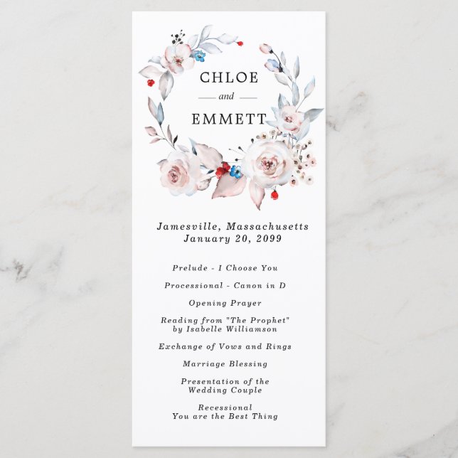 Programme Mariage rose pâle (Devant)