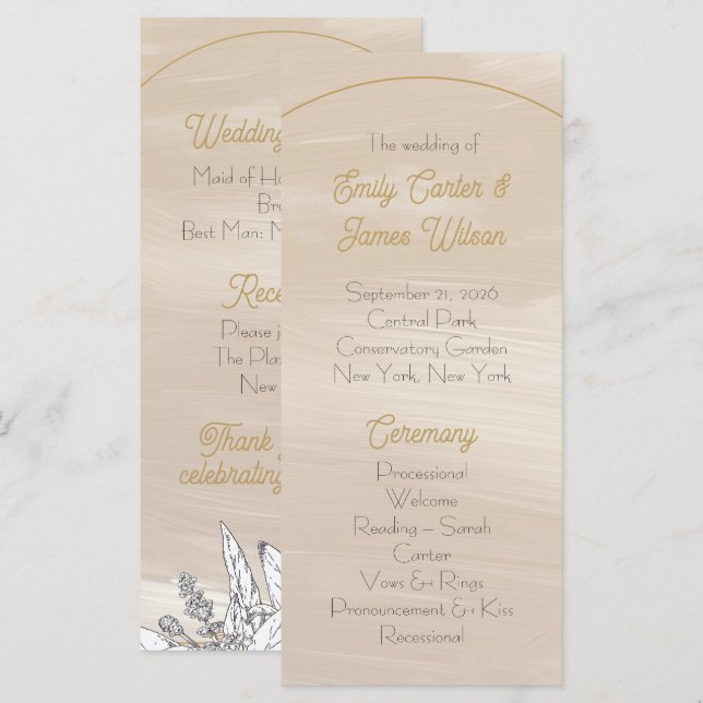 Programme Mariage Rose Pâle (Devant / Derrière)