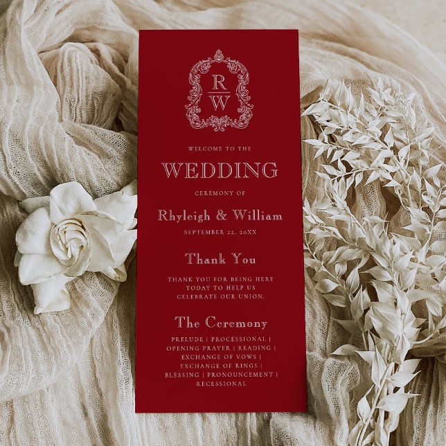 Programme Mariage rouge de canneberge de monogramme (Créateur téléchargé)