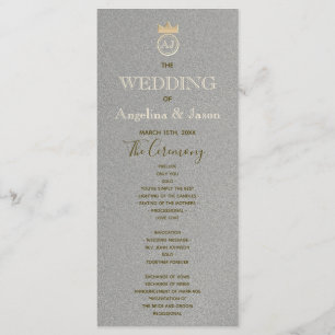 Programme Mariage royal de monogramme moderne Silver and Gol
