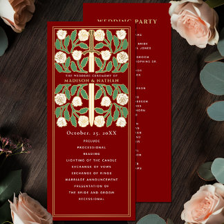 Programme Mariage Royal Épée Blanche Florale Écarlate