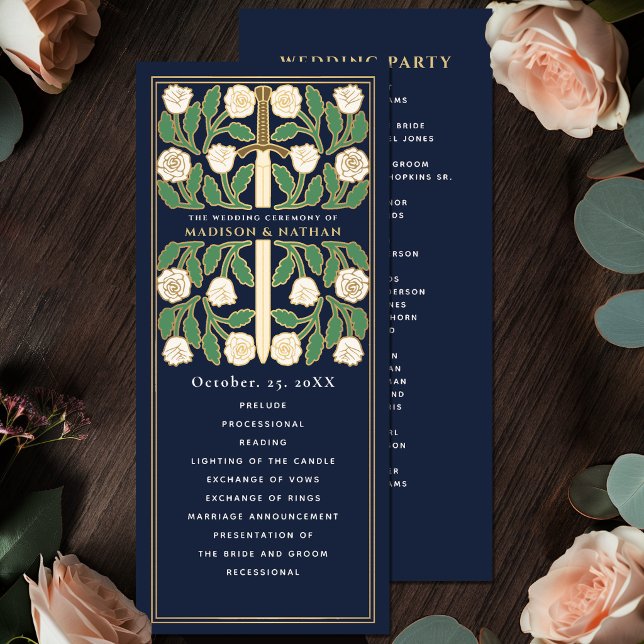 Programme Mariage Royal Épée Fleurie Blanche Bleue Or (Créateur téléchargé)