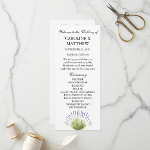 Programme Mariage Rustique Aquarelle Fleur Lavande Violette