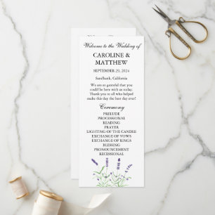 Programme Mariage rustique aquarelle floral violet lavande 