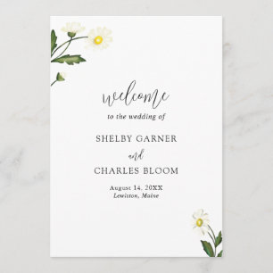 Programme Mariage rustique aux fleurs de marguerite blanche