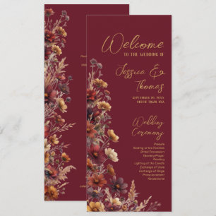 Programme Mariage Rustique Bohème Chic Fleurs Sauvages Bourg