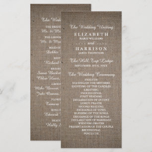 Programme Mariage Rustique Burlap
