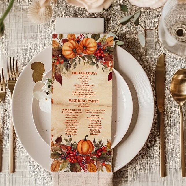 Programme Mariage rustique de citrouille florale d'automne  (Créateur téléchargé)