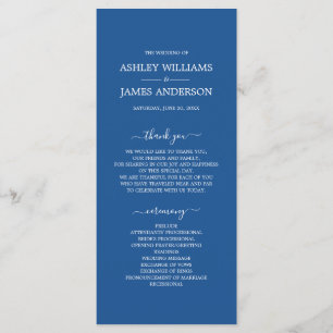 Programme Mariage simple et minimaliste chic en bleu Script