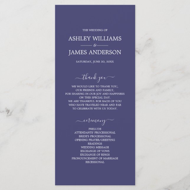 Programme Mariage simple minimal chic de la marine (Devant)