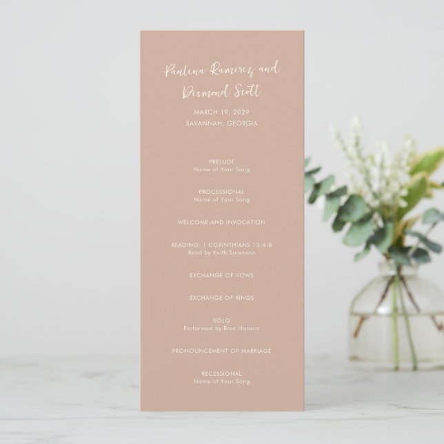 Programme Mariage simple neutre et terreux moderne (Debout devant)