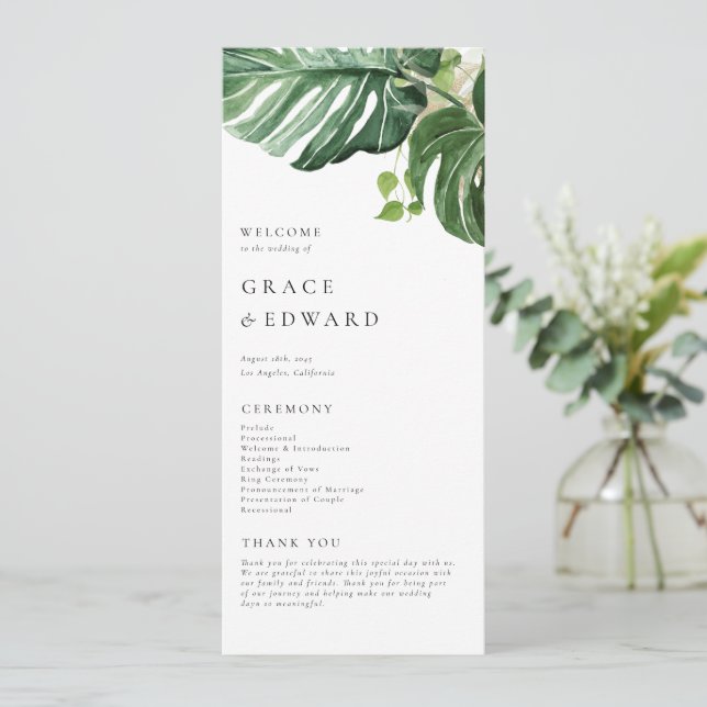 Programme Mariage Tropical à l'Aquarelle avec Monstera (Debout devant)
