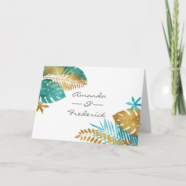 Programme Mariage Tropical de Teinte Turquoise et Or (Devant)
