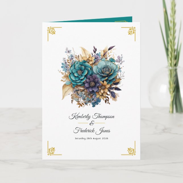 Programme Mariage turquoise, violet et or (Devant)