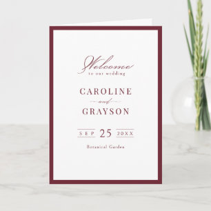 Programme Mariage Typographie Script Élégant Bourgogne