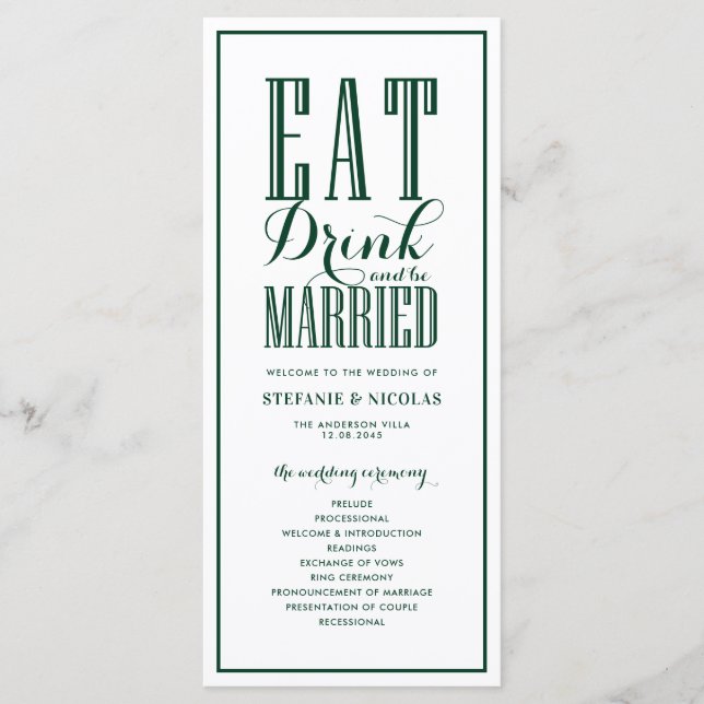 Programme Mariage Vert de la Forêt Manger Boire et être Mari (Devant)