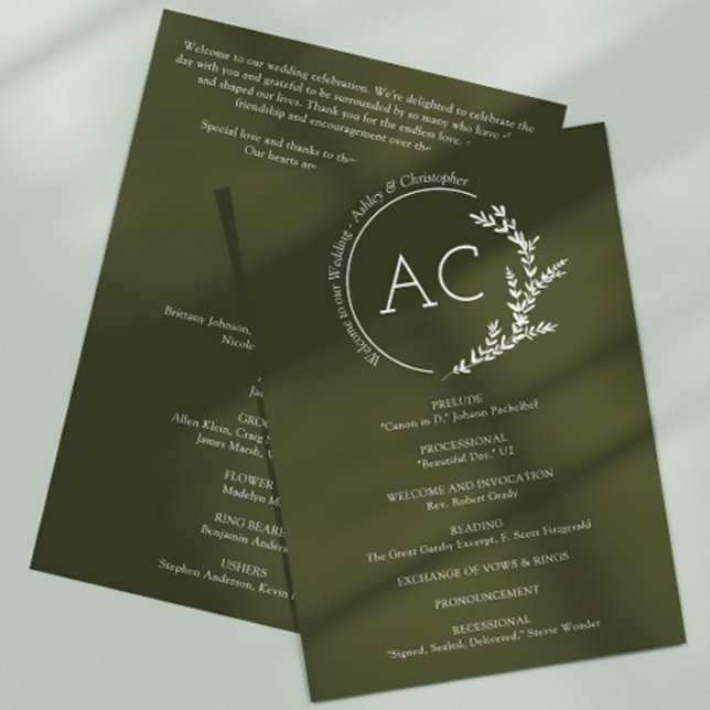 Programme Mariage vert d'olive minimaliste moderne (Créateur téléchargé)