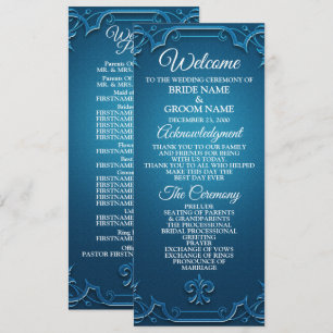 Programme Mariage Vintage Géométrique Bleu Turquoise Élégant
