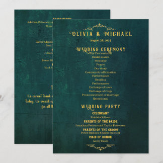 Programme Mariage vintage vert foncé