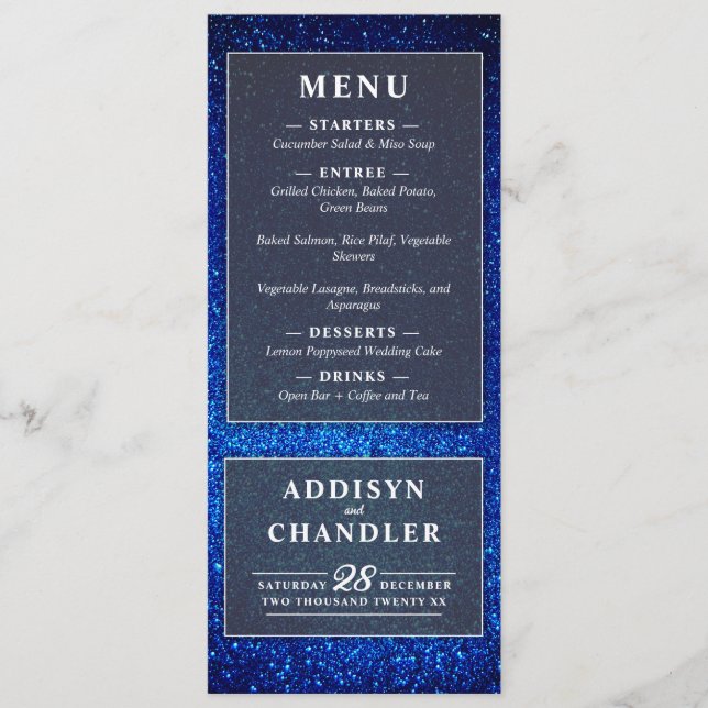 Programme Marine Bleu et Blanc Élégant Simple Mariage modern (Devant)