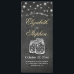Programme Mason Jar String Lights Chalkboard Wedding Program<br><div class="desc">Programme de mariage Cartes en rack Modèles - Elégant Mason Jar & Vintage String Lights avec Grunge Black Chalkboard Arrière - plan. Un design parfait pour votre grand jour. Tous les styles de texte,  couleurs,  tailles peuvent être modifiés selon vos besoins !</div>