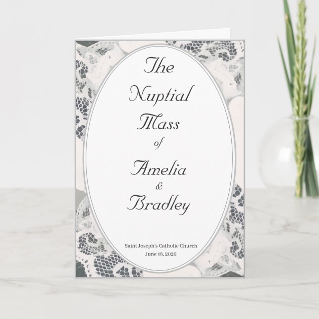 Programme Masse Mariage catholique de dentelle rose Champagn (Devant)