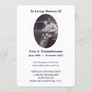 Programme memorial card blue blur tree