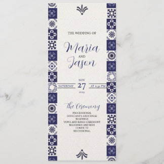 Programme Mexique Talavera Majolica Marine Bleu Blanc Mariag