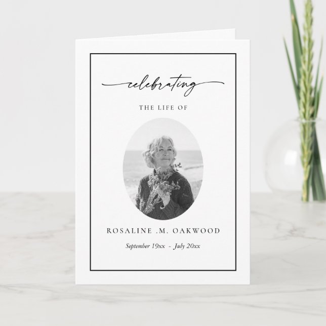 Programme Minimalist Celebration of Life Memorial Funeral  (Devant)