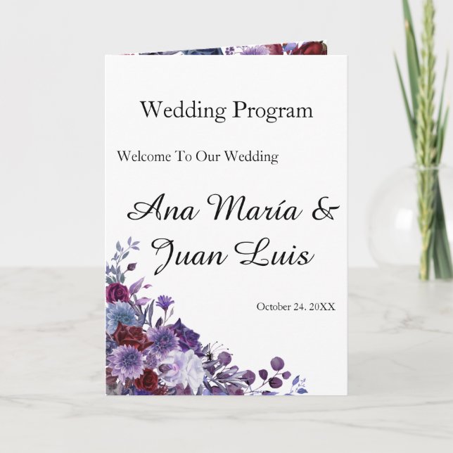Programme Minimalist Editorial Wedding Program Folded Card (Devant)