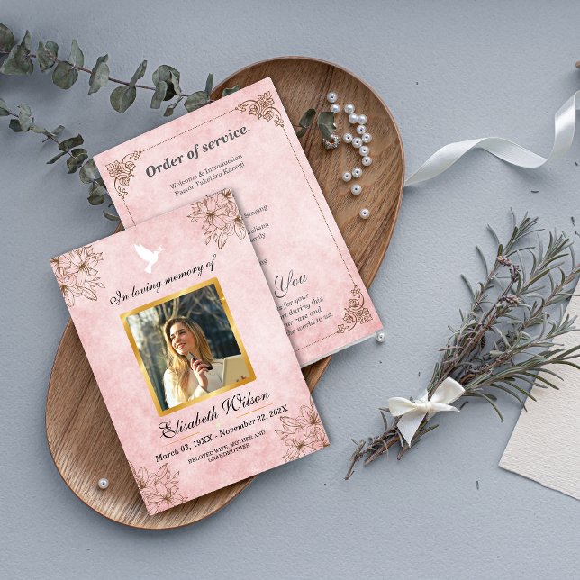 Programme Minimalist Funeral Program – In Loving Memory Phot (Minimalist Funeral Program – In Loving Memory Photo)
