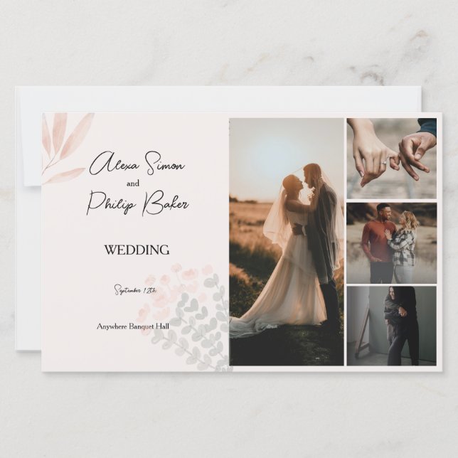 Programme minimaliste de mariage avec photo Boho (Devant)