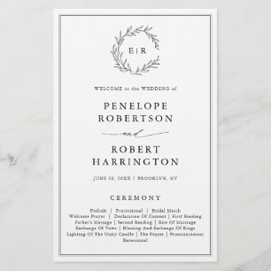 Programme minimaliste de mariage moderne à la feui