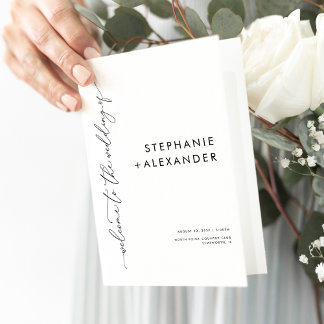 Programme minimaliste de mariage noir et blanc bip