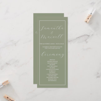 Programme minimaliste de mariage vert Boho Sage