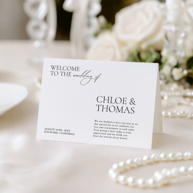 Programme minimaliste Élégant de Cérémonie Mariage (Minimalist Elegant Modern Wedding Ceremony Program)