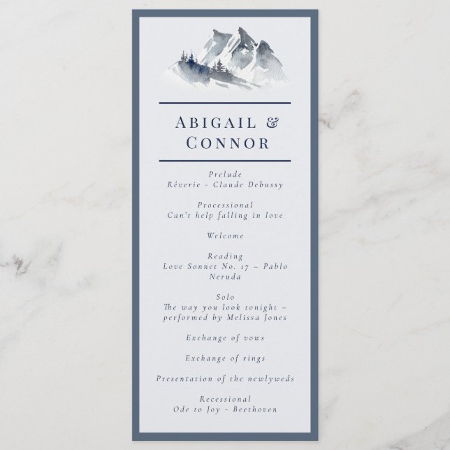 Programme Misty Mountain Blue Grey Blanc Élégant (Devant)