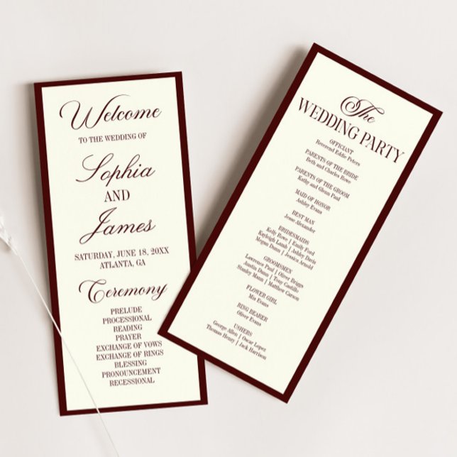 Programme Modern Elegant Dark Burgundy Wedding (Créateur téléchargé)