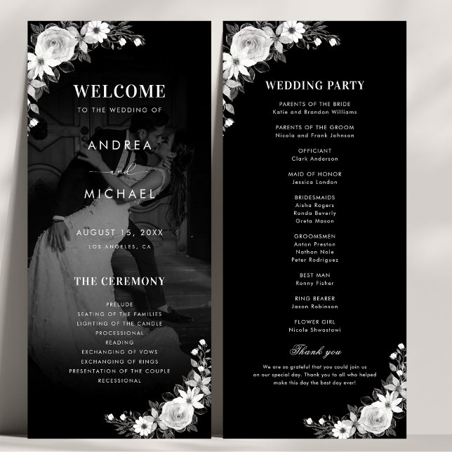 Programme Moderne Dark Faded Photo gothique Floral Mariage (Créateur téléchargé)