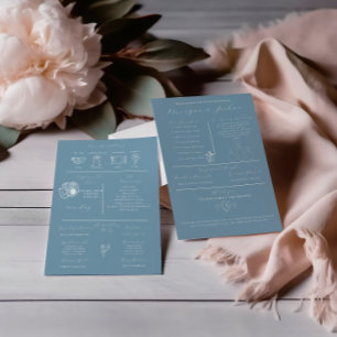 Programme moderne de mariage de printemps bleu Dus