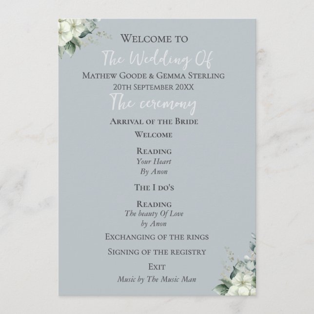 Programme moderne de mariage Eucalyptus (Devant)