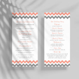 Programme moderne de mariage rose et gris Chevron
