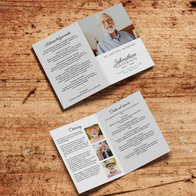 Programme Moderne et élégant pliage de 4 photos pour funérai (Créateur téléchargé)