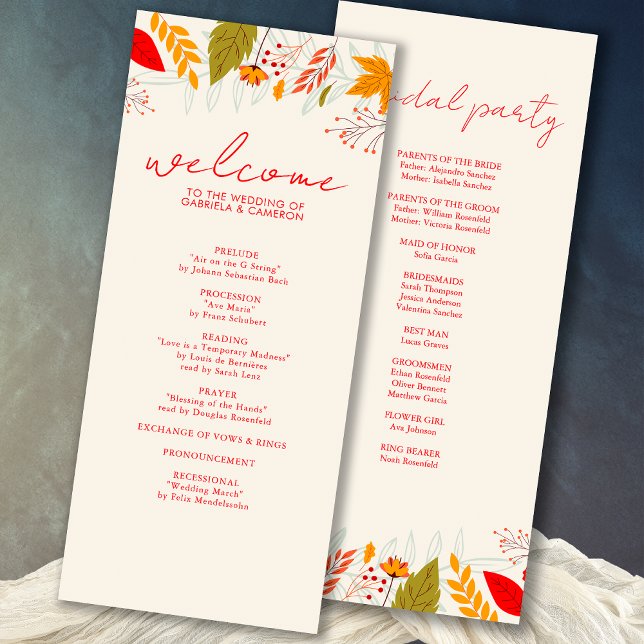 Programme Moderne Floral Simple Ivoire Mariage d'Automne Cla (Créateur téléchargé)