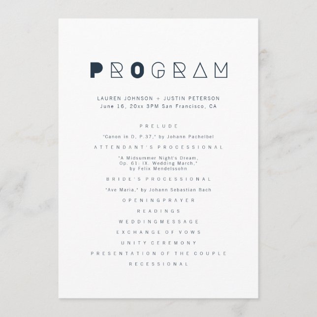 Programme Moderne + Mariage de typographie géométrique (Devant)