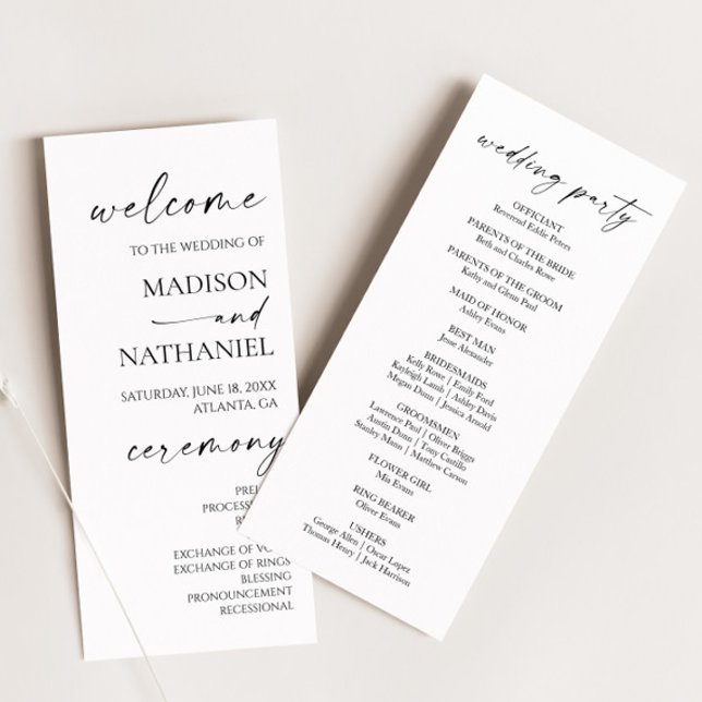 Programme Moderne minimaliste Élégant Mariage noir blanc (Créateur téléchargé)