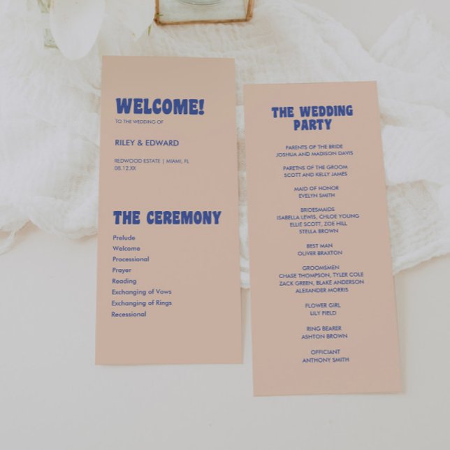 Programme Moderne Rétro & Gras Mariage Beige Bleu (Créateur téléchargé)