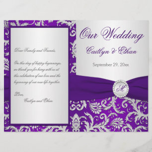Programme Monogram Purple et Silver Mariage damass
